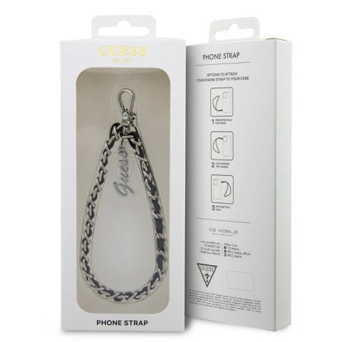 Guess zawieszka GUSTSASSK Phone Strap czarny/black Chain Metal Logo Charm