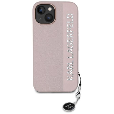 Karl Lagerfeld KLHCP15SPSAKDGCP iPhone 15 / 14 / 13 6.1" różowy/pink hardcase Saffiano Rhinestones & Charm