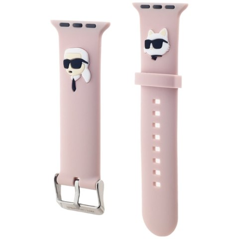 Karl Lagerfeld Pasek KLAWLSLKCNP Apple Watch 42/44/45/49mm różowy/pink strap 3D Rubber Karl&Choupette Heads