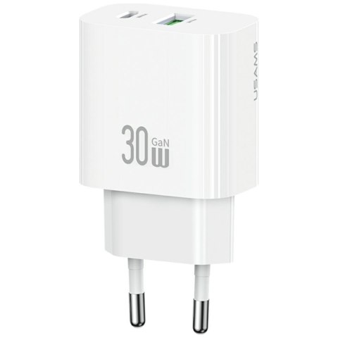 Ładowarka sieciowa USAMS CC316 T65 30W 1xUSB-C 1xUSB-A Fast Charging biały