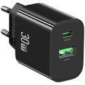 Ładowarka sieciowa USAMS CC316 T65 30W 1xUSB-C 1xUSB-A Fast Charging czarny