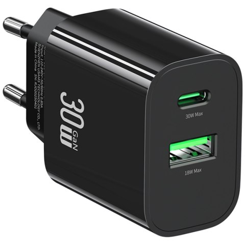 Ładowarka sieciowa USAMS CC316 T65 30W 1xUSB-C 1xUSB-A Fast Charging czarny
