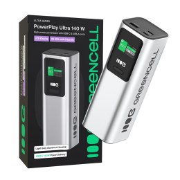 Greencell power bank 25200mAh 140W PD USB-C z szybkim ładowaniem do Laptop, MacBook, iPhone 16 15 14 do max, Samsung Galaxy S25