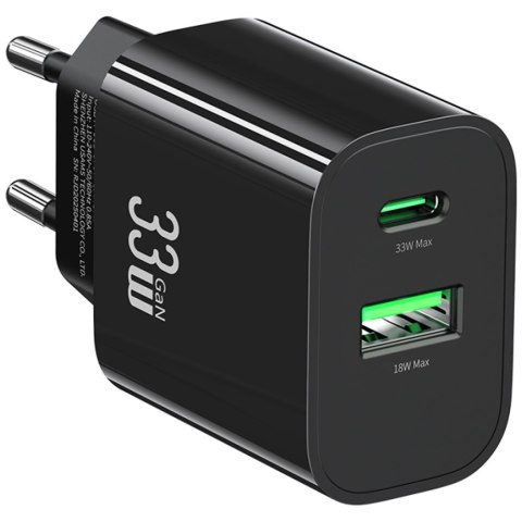 Ładowarka sieciowa USAMS CC317 T65 33W 1xUSB-C 1xUSB-A Fast Charging czarny