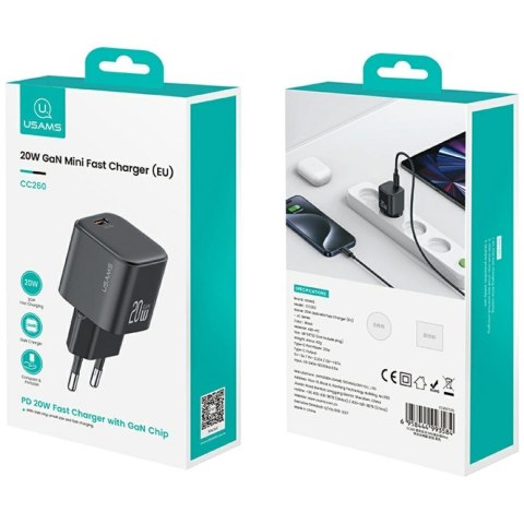 Ładowarka sieciowa USAMS JO Series CC260 20W USB-C + kabel USB-C/USB-C 1m biały