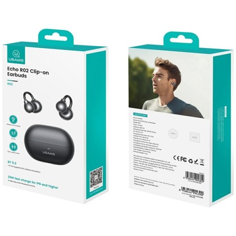 Słuchawki Bluetooth USAMS Echo R02 Clip-on bezprzewodowe szary