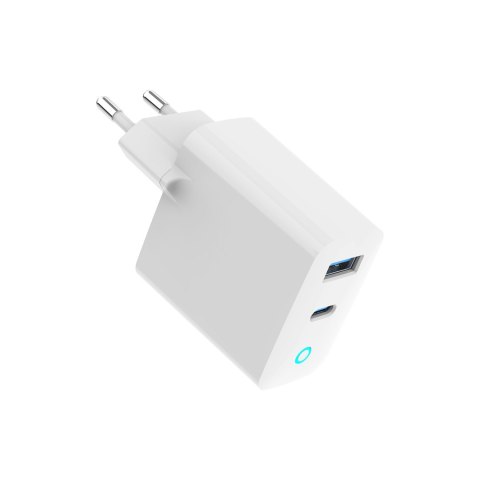 GEMBIRD 2-PORTOWA SZYBKA ŁADOWARKA SIECIOWA GAN (PD) USB (A+C), 65W, BIAŁA