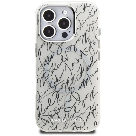 Etui Karl Lagerfeld IML Karl Script Pattern MagSafe do iPhone 16 Pro biały