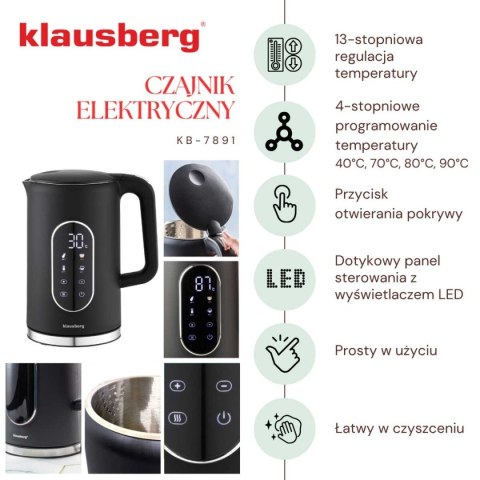 CZAJNIK ELEKTRYCZNY 1,7L KLAUSBERG KB-7891 LED REULACJA TEMPERATURY