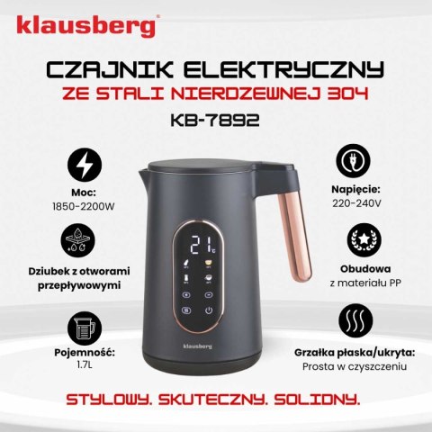 CZAJNIK ELEKTRYCZNY 1,7L KLAUSBERG KB-7892 LDD REULACJA TEMPERATURY