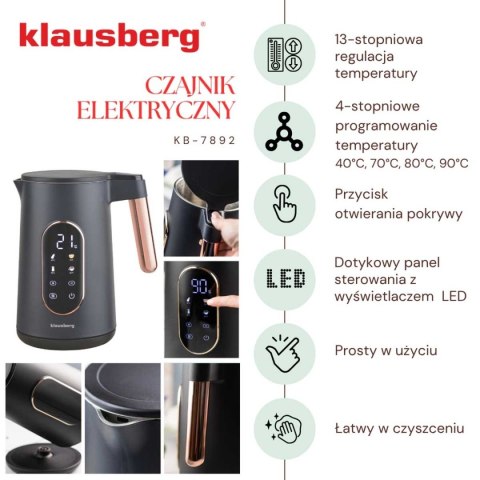 CZAJNIK ELEKTRYCZNY 1,7L KLAUSBERG KB-7892 LDD REULACJA TEMPERATURY