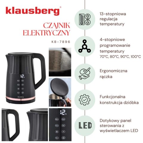 CZAJNIK ELEKTRYCZNY 1,7L KLAUSBERG KB-7895 LED REULACJA TEMPERATURY
