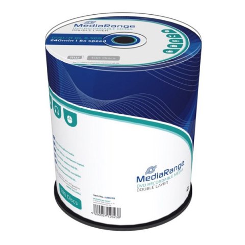 Mediarange DVD+R, MR470, 8.5GB, 8x, cake box, 100-pack, bez możliwości nadruku, 12cm, Double Layer, do archiwizacji danych