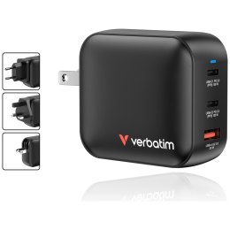 Ładowarka sieciowa Verbatim Mini GaN 100W 2xUSB-C PD/1x USB-A QC czarny 32230