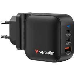 Ładowarka sieciowa Verbatim Mini GaN 70W 2xUSB-C PD/1x USB-A QC czarny 32229