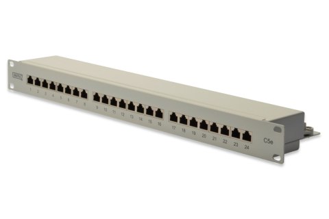 Digitus | Patch Panel | DN-91524S | Biały | Kategoria: CAT 5e; Porty: 24 x RJ45; Wytrzymałość: 7,7 kg; Siła wkładania: maks. 30 