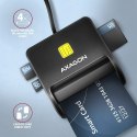 AXAGON Compact desktop USB contact Smart/ID & SD/microSD/SIM card reader with long, USB-A cable | CRE-SM3SD