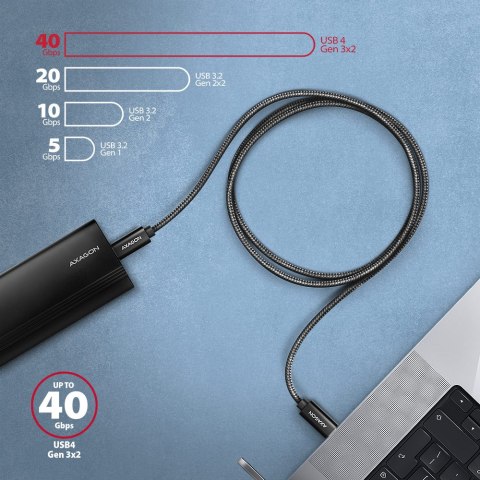 AXAGON Data and charging USB4 Gen 3x2 cable, 1 m | BUCM3-CM15AB | USB Type C - USB Type C