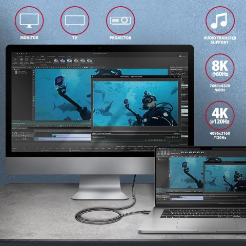 AXAGON Data and charging USB4 Gen 3x2 cable, 1 m | BUCM3-CM15AB | USB Type C - USB Type C