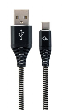 Cablexpert Premium cotton braided Type-C USB charging and data cable, 1 m | CC-USB2B-AMCM-1M-BW