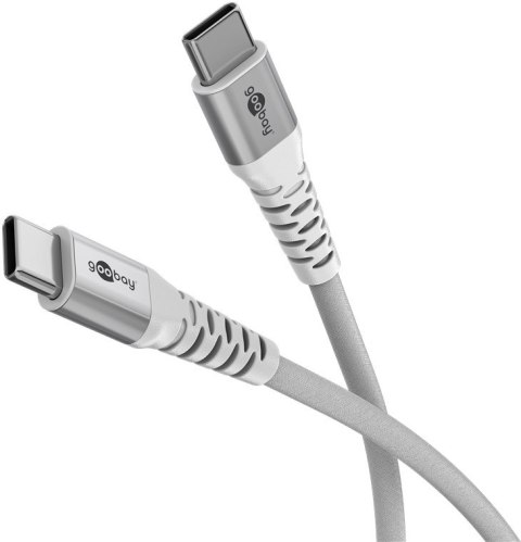 Goobay Kabel USB-C Supersoft Textile z metalowymi wtyczkami, 1 m, biały