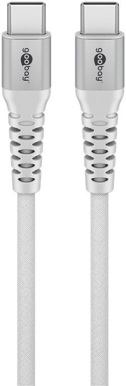 Goobay Kabel USB-C Supersoft Textile z metalowymi wtyczkami, 1 m, biały