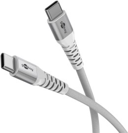 Goobay Kabel USB-C Supersoft Textile z metalowymi wtyczkami, 2 m, biały | Goobay