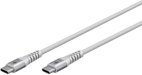 Goobay Kabel USB-C Supersoft Textile z metalowymi wtyczkami, 2 m, biały | Goobay