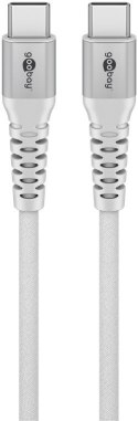 Goobay Kabel USB-C Supersoft Textile z metalowymi wtyczkami, 2 m, biały | Goobay