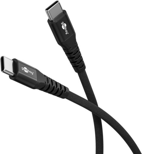 Goobay Kabel USB-C Supersoft Textile z metalowymi wtyczkami, 2 m, czarny