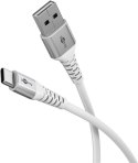 Goobay Kabel USB-C do USB-A Supersoft Textile z metalowymi wtyczkami, 2 m, biały | Goobay