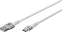 Goobay Kabel USB-C do USB-A Supersoft Textile z metalowymi wtyczkami, 2 m, biały | Goobay