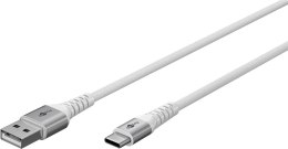 Goobay Kabel USB-C do USB-A Supersoft Textile z metalowymi wtyczkami, 2 m, biały | Goobay