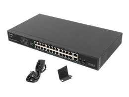 Switch niezarządzalny Lanberg 24x 100Mb PoE+/2x Combo Rack 19