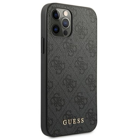 Guess GUHCP12MG4GFGR iPhone 12 / 12 Pro 6,1" szary/grey hard case 4G Metal Gold Logo