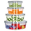ZESTAW 4 SZKLANYCH POJEMNIKÓW NA ŻYWNOŚĆ Z POKRYWAMI I USZCZELKAMI 229236