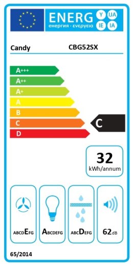 Candy Hood | CBG52SX | Built-in | Energy efficiency class C | Width 52 cm | 168 m³/h | Mechanical | LED | Silver