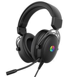 HP DHE-8005N, słuchawki z mikrofonem, przewodowa, czarna, 2.0, podświetlona, 3.5 mm jack + USB