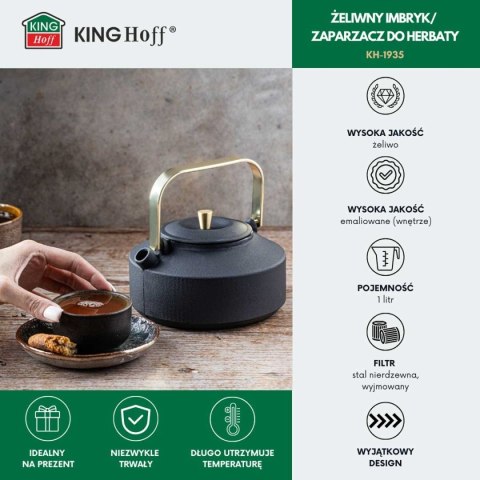 ZAPARZACZ ŻELIWNY IMBRYK 1L Z FILTREM KINGHOFF KH-1935