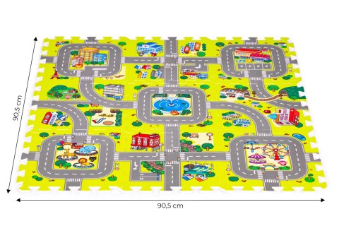 Mata piankowa dla dzieci miasto 9 elementów 90,5x90,5 cm IPLAY