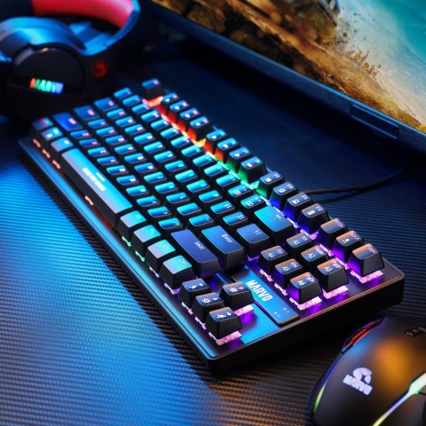 Marvo KG901, Klawiatura CZ/SK, do gry, niebieskie przełączniki typ przewodowa (USB), czarna, mechaniczna, podświetlenie