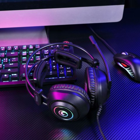 Marvo HG9056, słuchawki z mikrofonem, regulacja głośności, czarna, do gry, podświetlenie, 7.1 Virtual typ