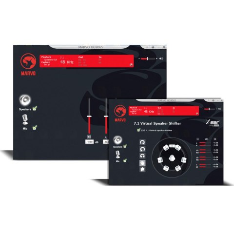 Marvo HG9065, słuchawki z mikrofonem, regulacja głośności, czarna, 7.1 (virtual), do gry
