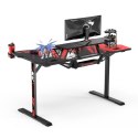 ULTRADESK Biurko dla gracza ATOMIC, 139x74cm, 76cm, z uchwyte ma słuchawki, z podkładką XXL