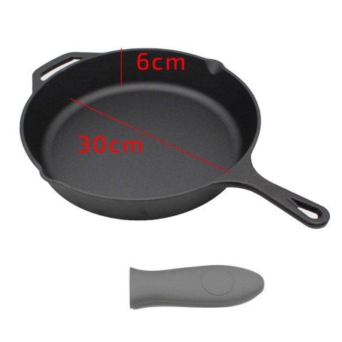 PATELNIA ŻELIWNA 30cm Z SILIKONOWĄ NAKŁADKĄ 2667