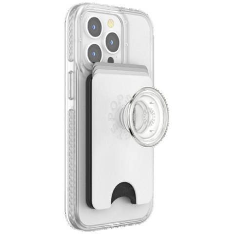 Uchwyt i podstawka do telefonu z portfelem Popsockets PopWallet+ PopGrip PW+ MS G2 MagSafe biało-przezroczysty 806926