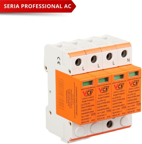 Ogranicznik przepięć klasy B+C 4P (T1T2) 6kA Professional