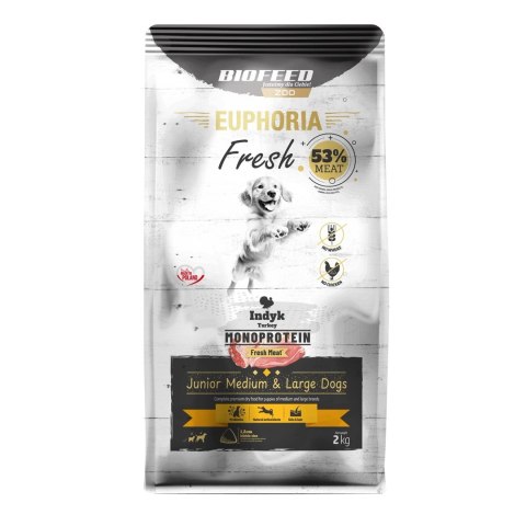 BIOFEED Euphoria Fresh Meat Junior Medium & Large Indyk Monoprotein 2kg