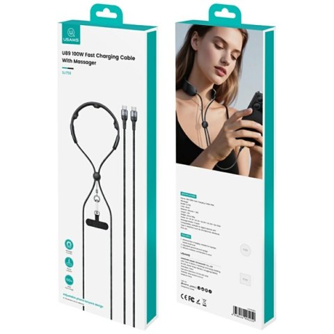 Kabel USAMS SJ759 U89 100W Fast Charging z masażerem czarny