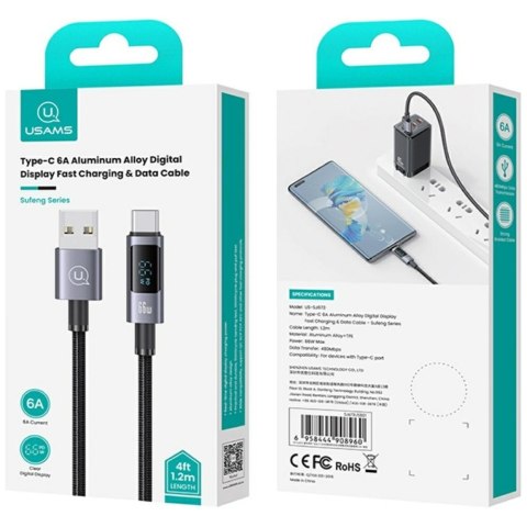 Kabel USAMS Sufeng Series US-SJ673 66W 6A Fast Charging USB-C do USB-A 1.2m tarnish